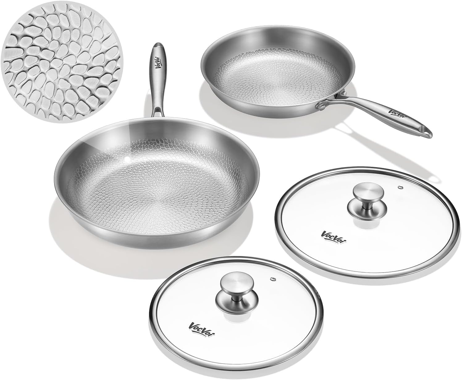VocVoi Titanium Frying Pan Set with Lids